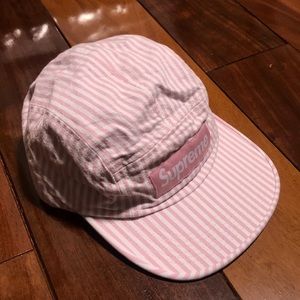 Supreme Denim Camp Cap Pink Stripe
